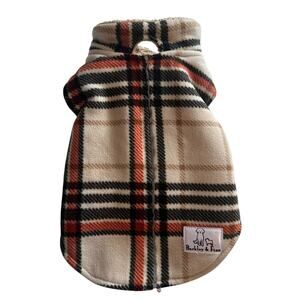 Barkley & Finn Sherpa Lined Plaid Dog Jacket Size XS Black Brown Cozy Small Pup